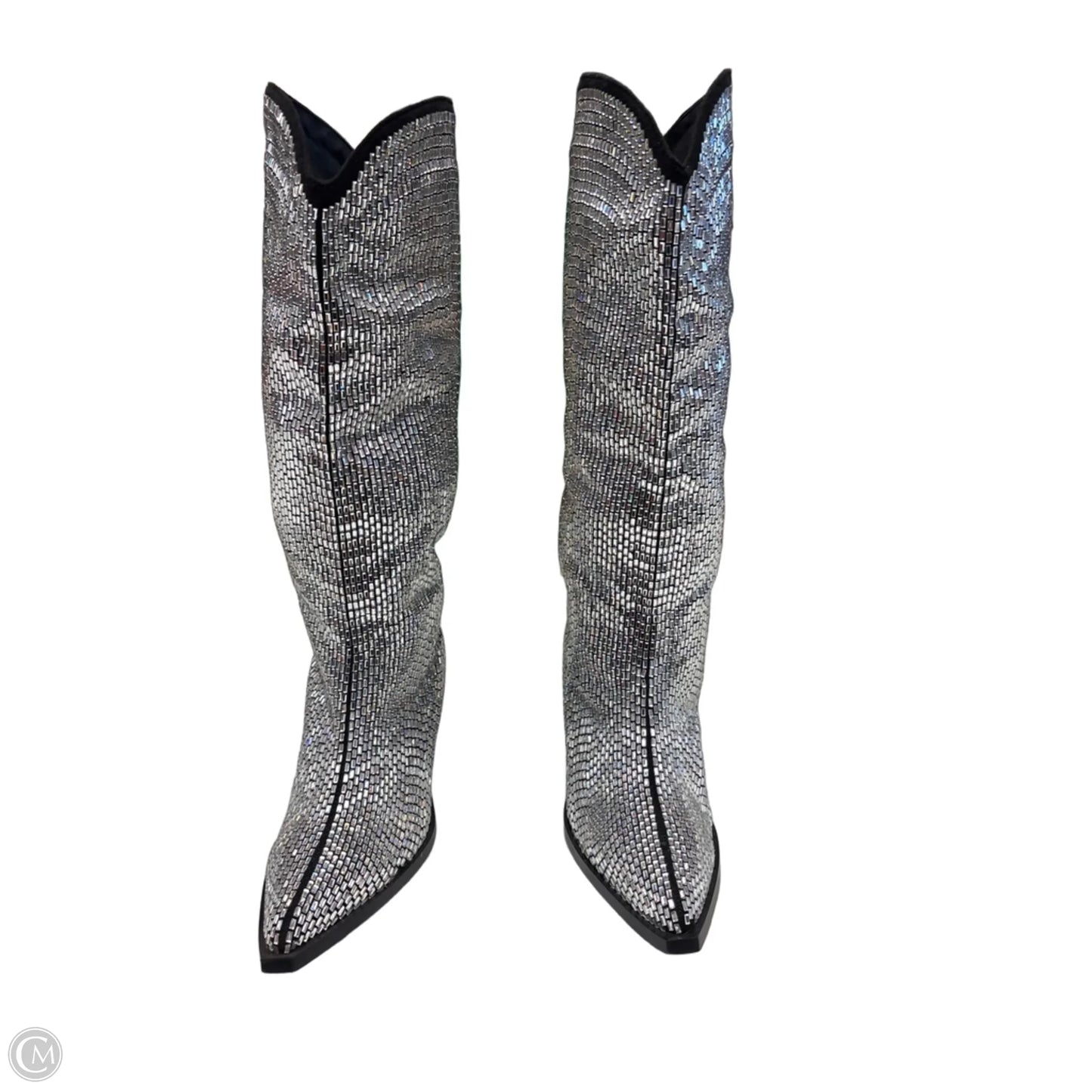 Boots Western By Azalea Wang In Black & Silver, Size: 8.5