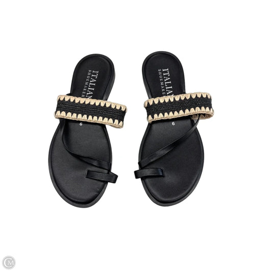 Sandals Flats By Italian Shoemakers In Black & Tan, Size: 6