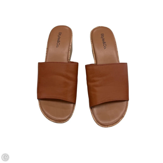 Sandals Heels Block By Style And Company In Brown, Size: 5.5