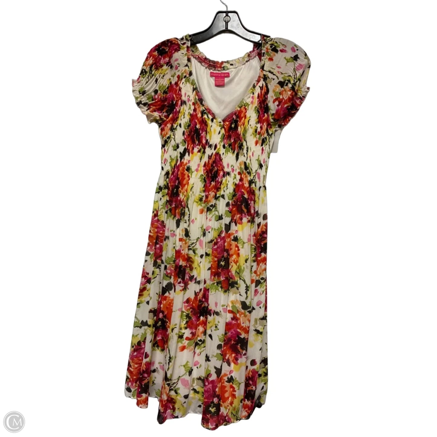Dress Casual Short By Sunny Leigh In Pink & Yellow, Size: S