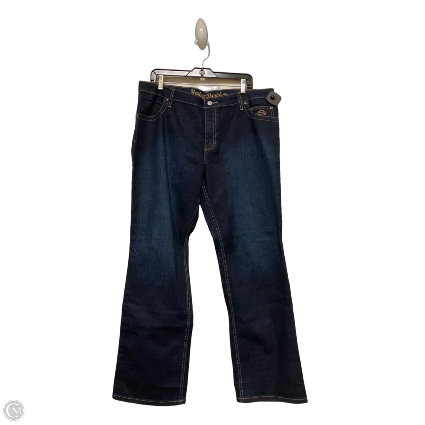 Jeans Wide Leg By Harley Davidson In Blue Denim, Size: 16