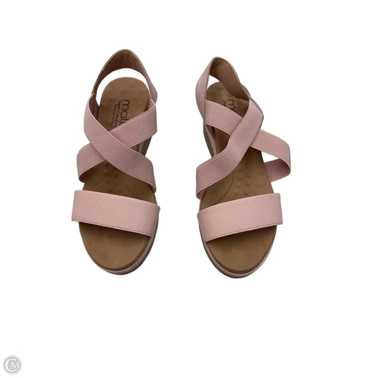 Sandals Heels Wedge By Clothes Mentor In Pink & Tan, Size: 8