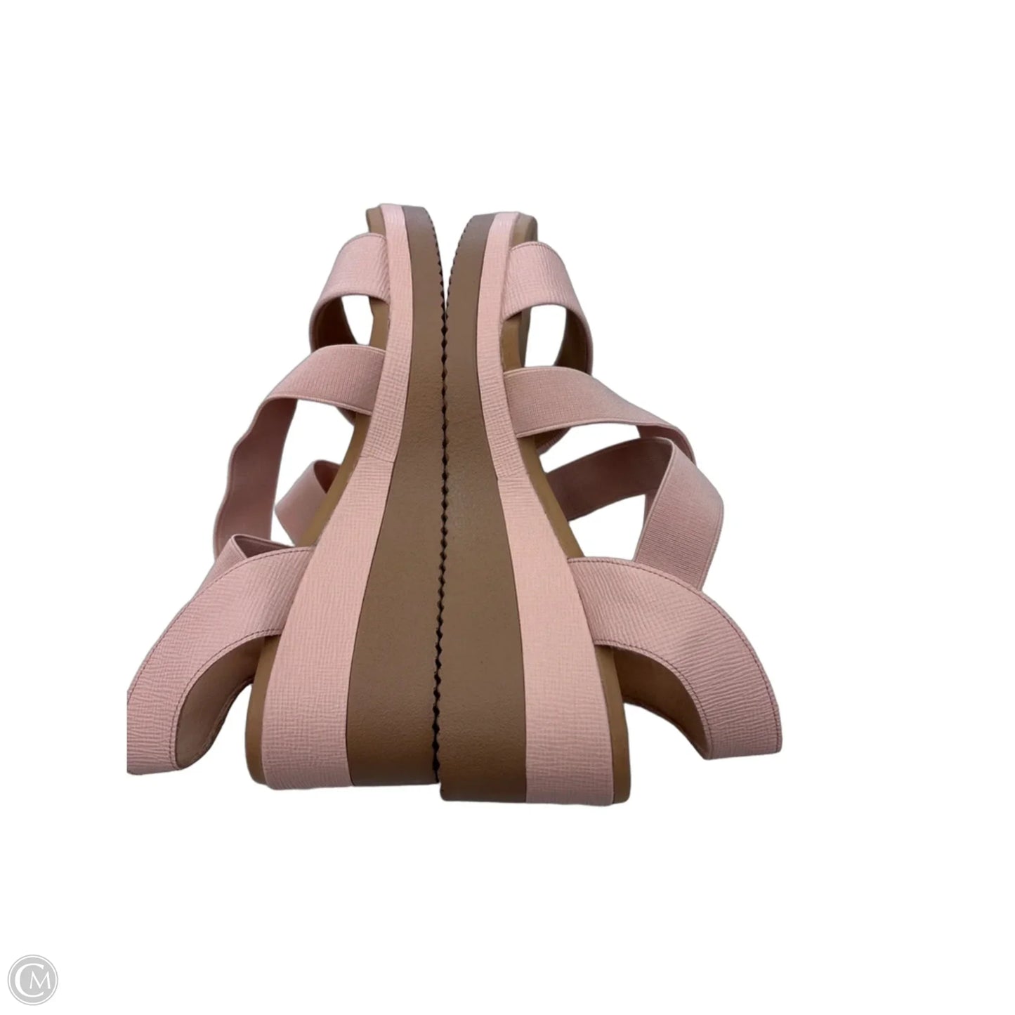 Sandals Heels Wedge By Clothes Mentor In Pink & Tan, Size: 8