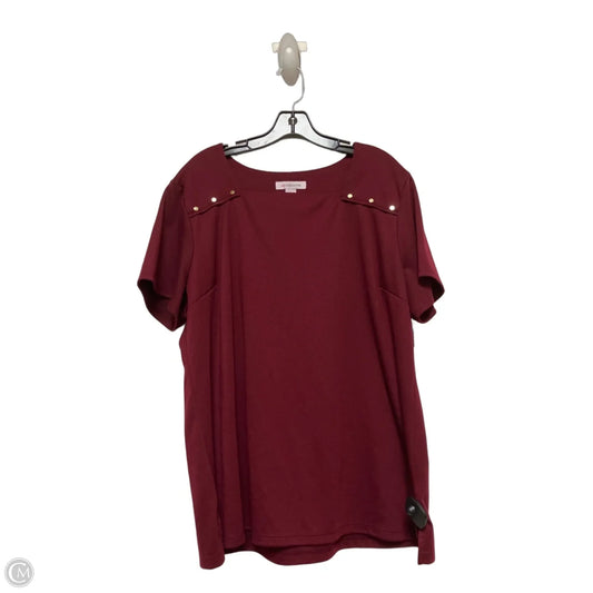 Top Short Sleeve By Liz Claiborne In Maroon, Size: 2x
