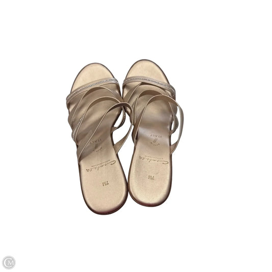 Sandals Heels Block By Clothes Mentor In Tan, Size: 7