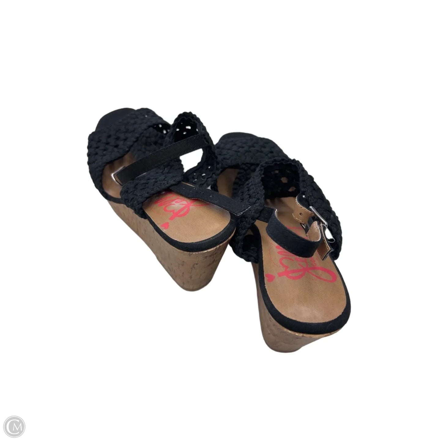 Sandals Heels Wedge By Jelly Pop In Black, Size: 8