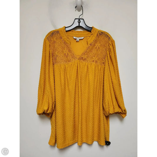 Top Short Sleeve By Zac And Rachel In Yellow, Size: 2x