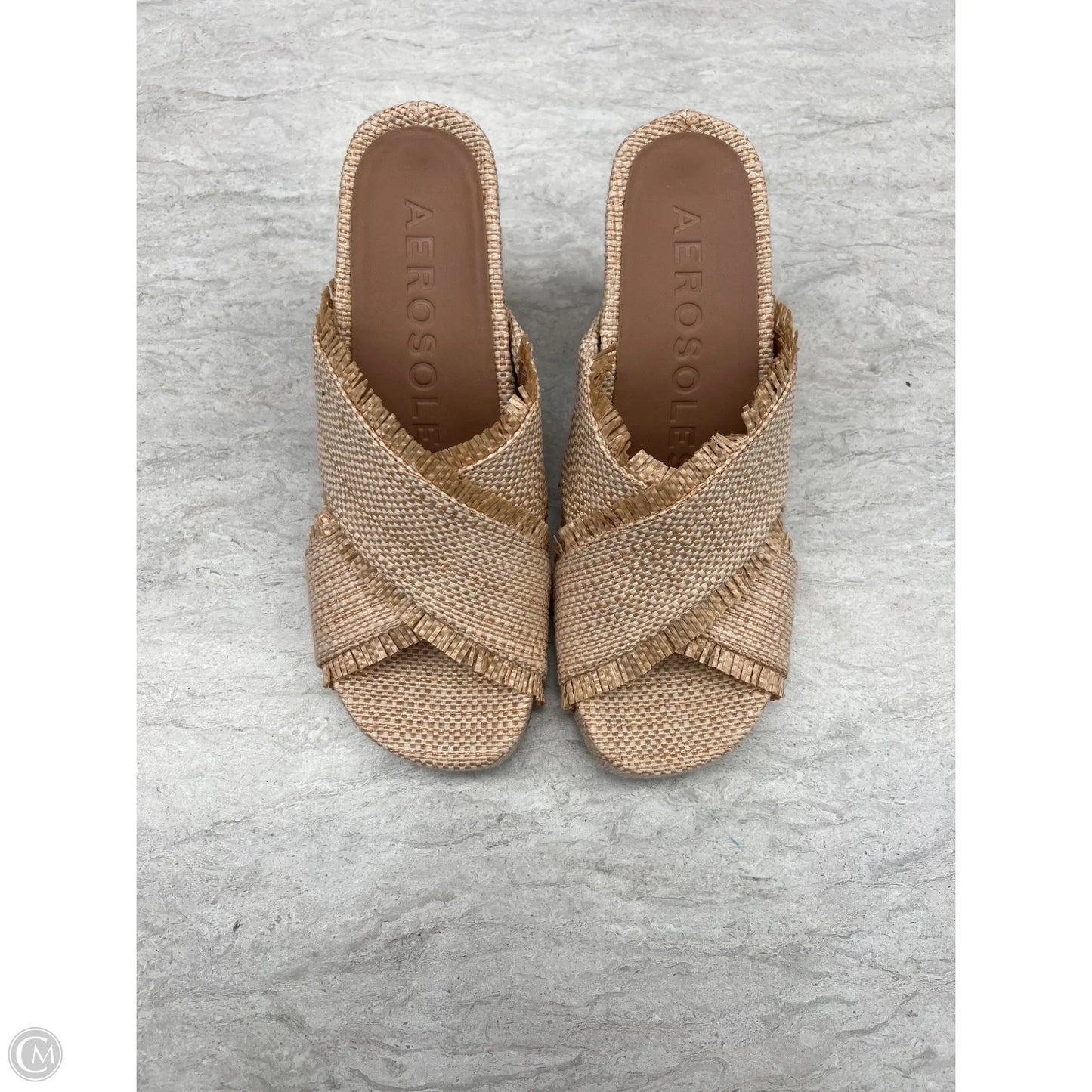 Sandals Heels Wedge By Aeropostale In Tan, Size: 8