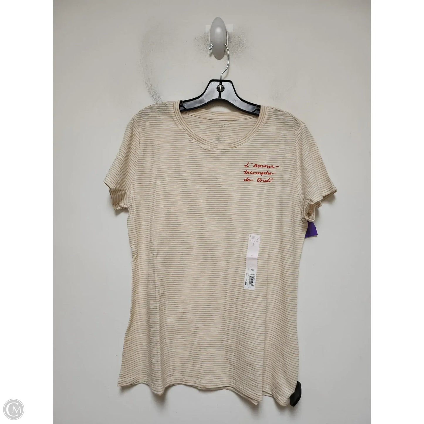 Top Short Sleeve Basic By Lc Lauren Conrad In Striped Pattern, Size: L