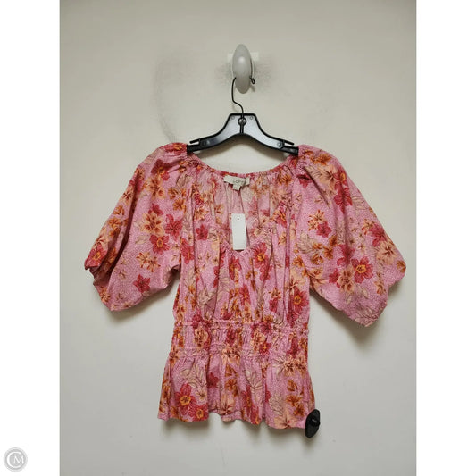 Top Short Sleeve By Loft In Floral Print, Size: Xs