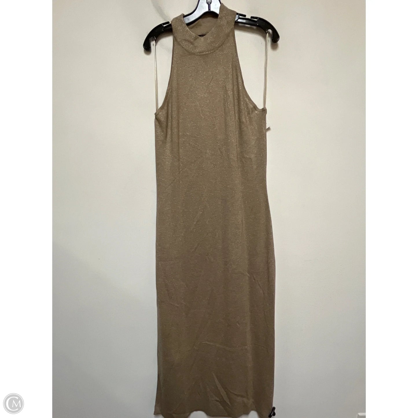 Dress Casual Midi By Banana Republic In Gold & Tan, Size: L