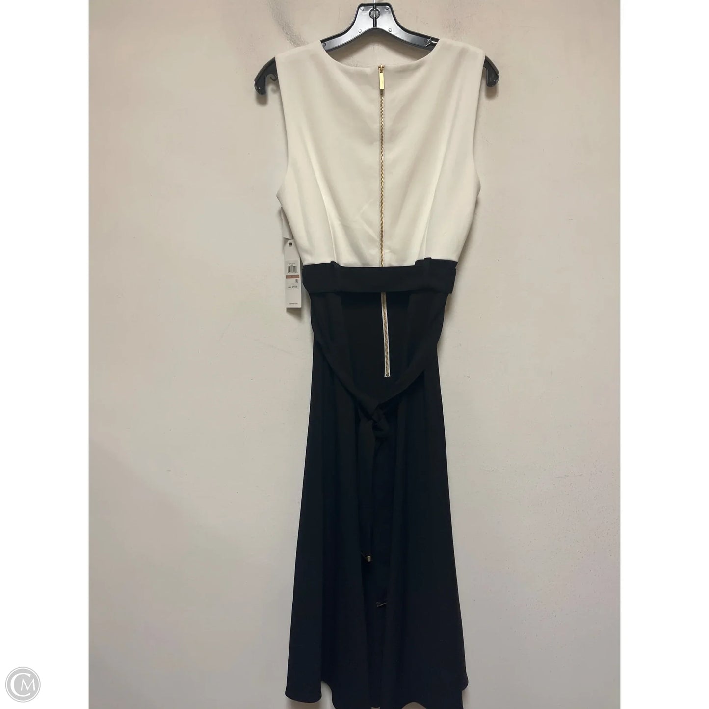 Dress Casual Midi By Calvin Klein In Black & White, Size: L
