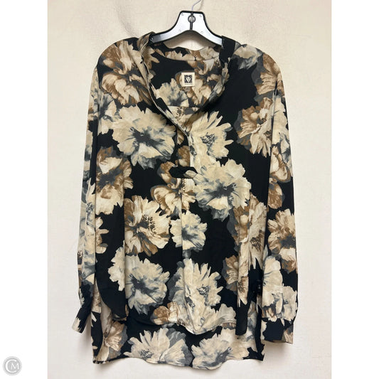 Top Long Sleeve By Anne Klein In Floral Print, Size: L