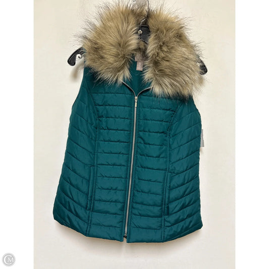 Vest Faux Fur & Sherpa By Chicos In Green, Size: S