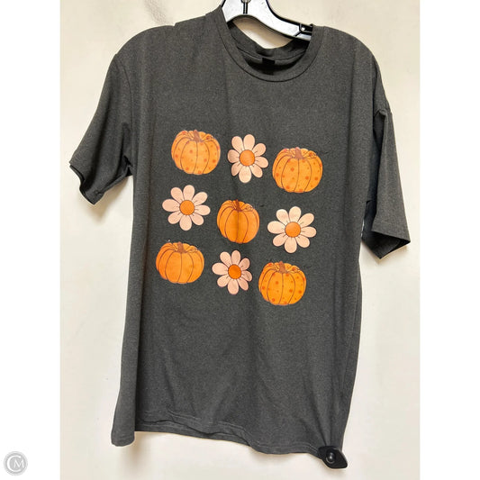 Top Short Sleeve Basic By Shein In Grey & Orange, Size: S