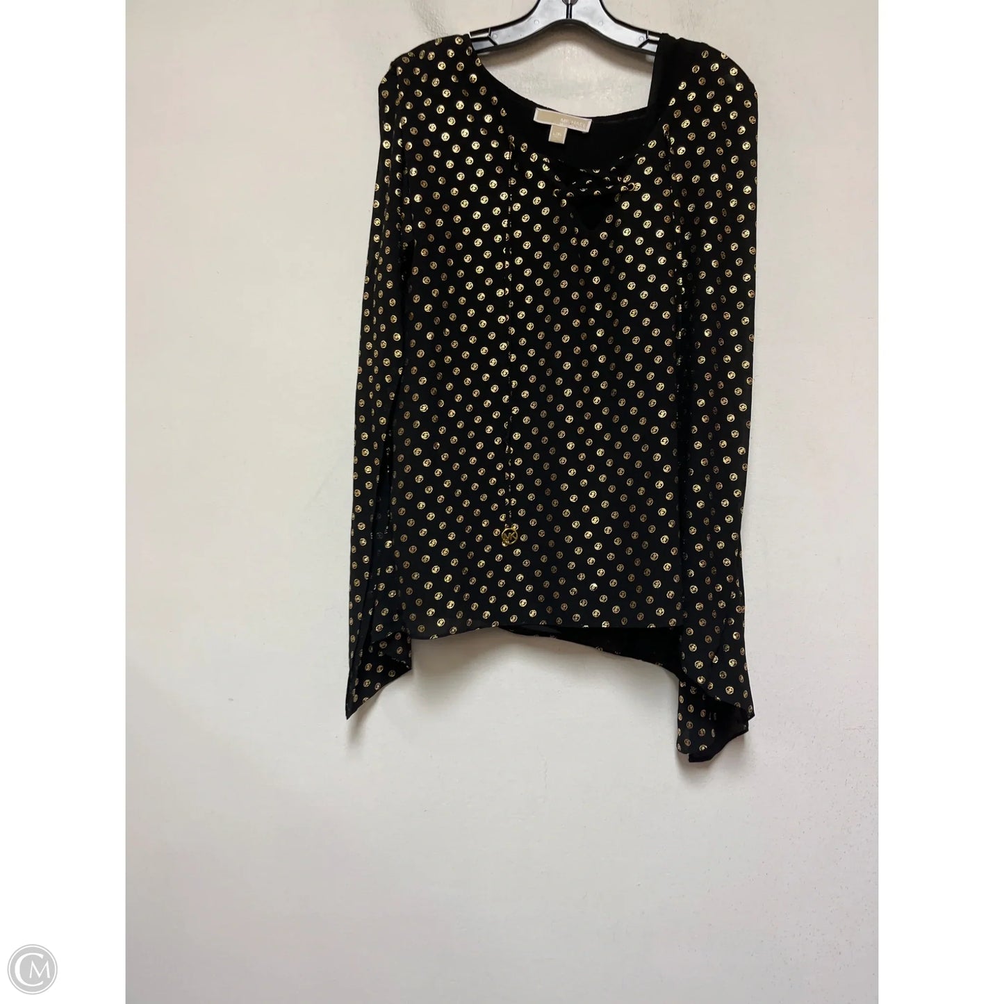 Top Short Sleeve By Michael By Michael Kors In Black & Gold, Size: L