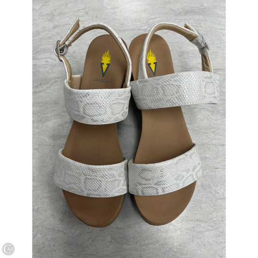 Sandals Heels Wedge By Volatile In Silver & White, Size: 8