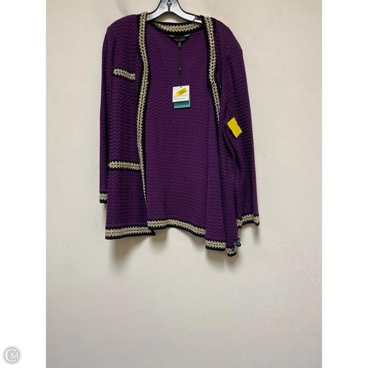 Cardigan By Ming Wang In Purple, Size: 2x