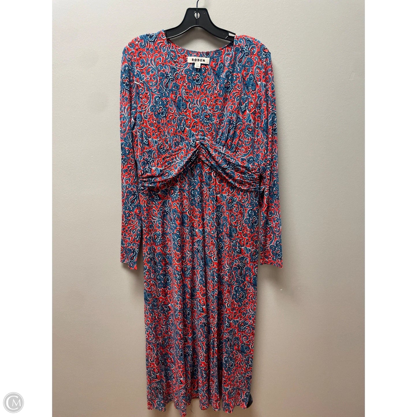 Dress Casual Midi By Boden In Blue & Orange, Size: L