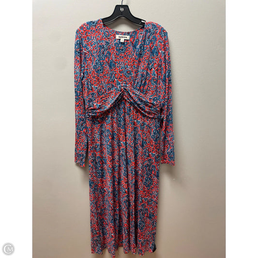 Dress Casual Midi By Boden In Blue & Orange, Size: L