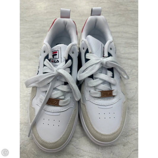 Shoes Sneakers By Fila In White & Yellow, Size: 7.5