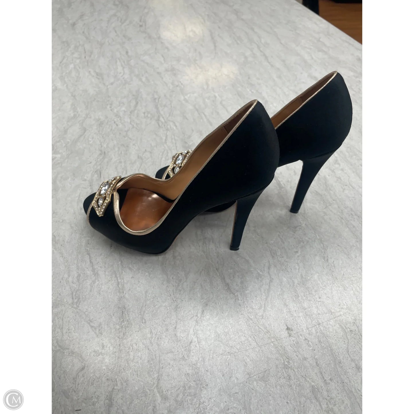 Shoes Heels Stiletto By Badgley Mischka In Black & Gold, Size: 6