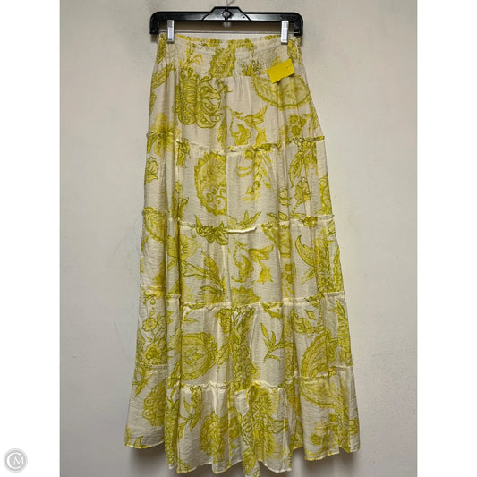 Skirt Midi By Vince Camuto In Green & Yellow, Size: 4