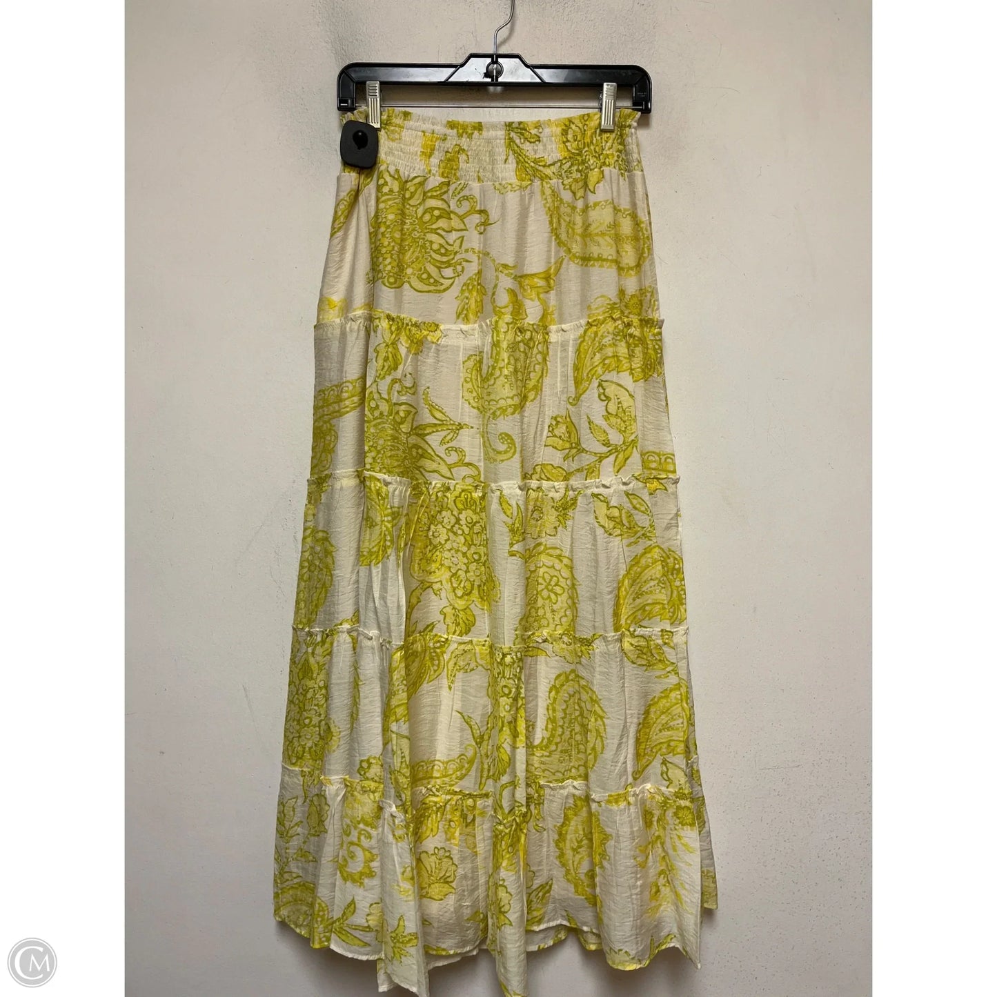 Skirt Midi By Vince Camuto In Green & Yellow, Size: 4