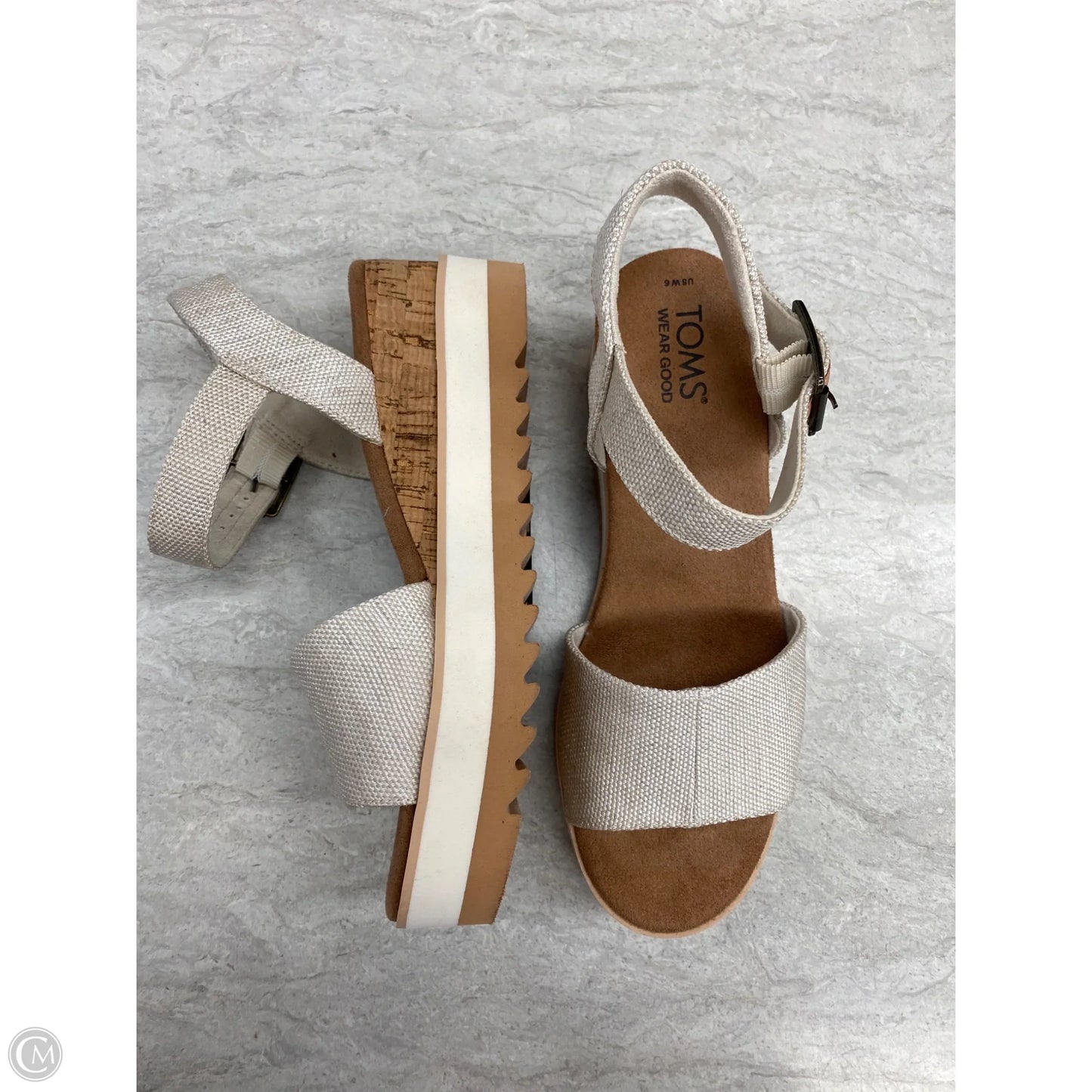 Sandals Heels Wedge By Toms In Cream, Size: 6