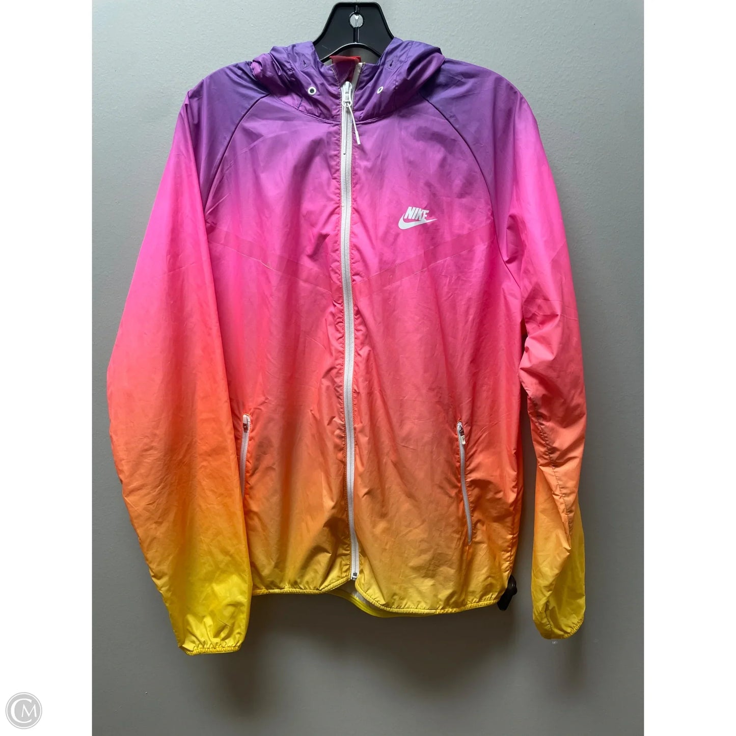 Jacket Windbreaker By Nike Apparel In Rainbow Print, Size: L