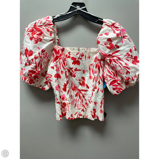 Top Short Sleeve By Banana Republic In Red & White, Size: M