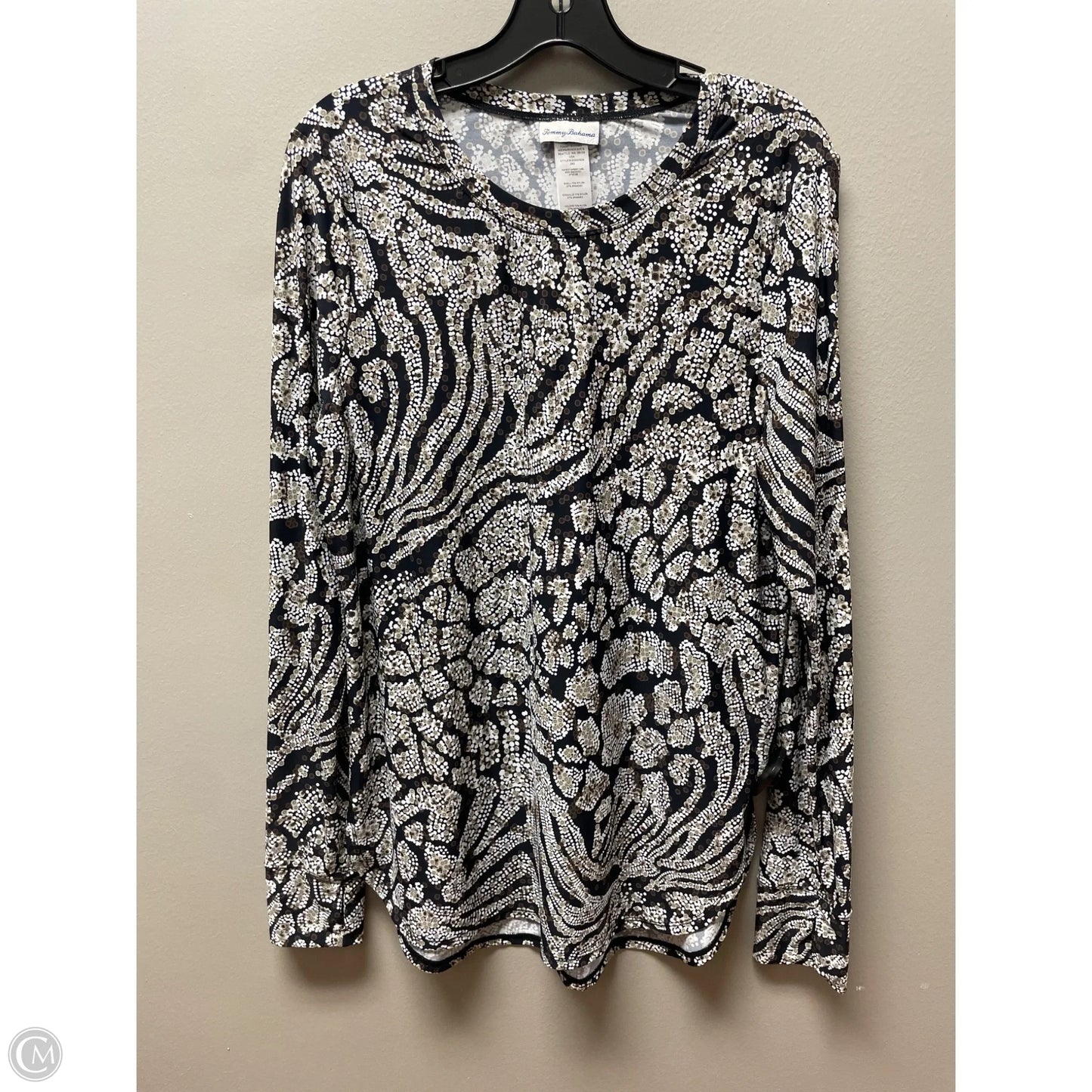 Top Long Sleeve By Tommy Bahama In Black & Tan, Size: L