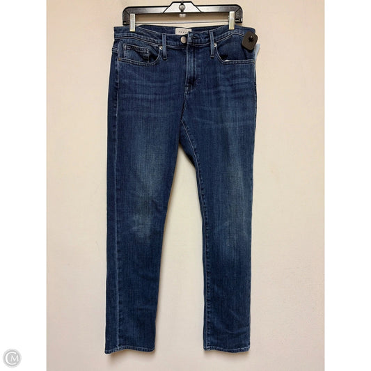 Jeans Straight By Frame In Blue Denim, Size: 10