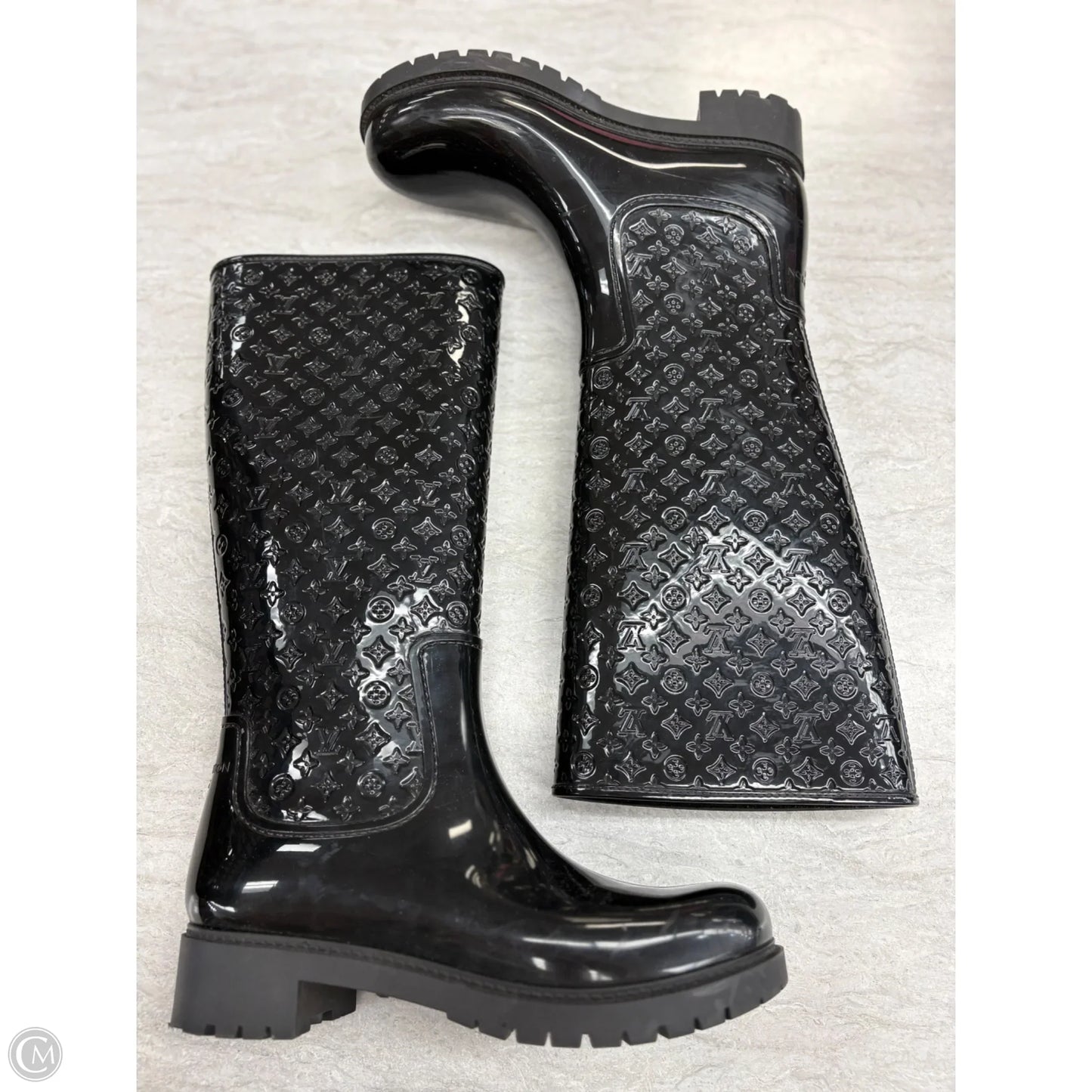 Boots Luxury Designer By Louis Vuitton In Black, Size: 9