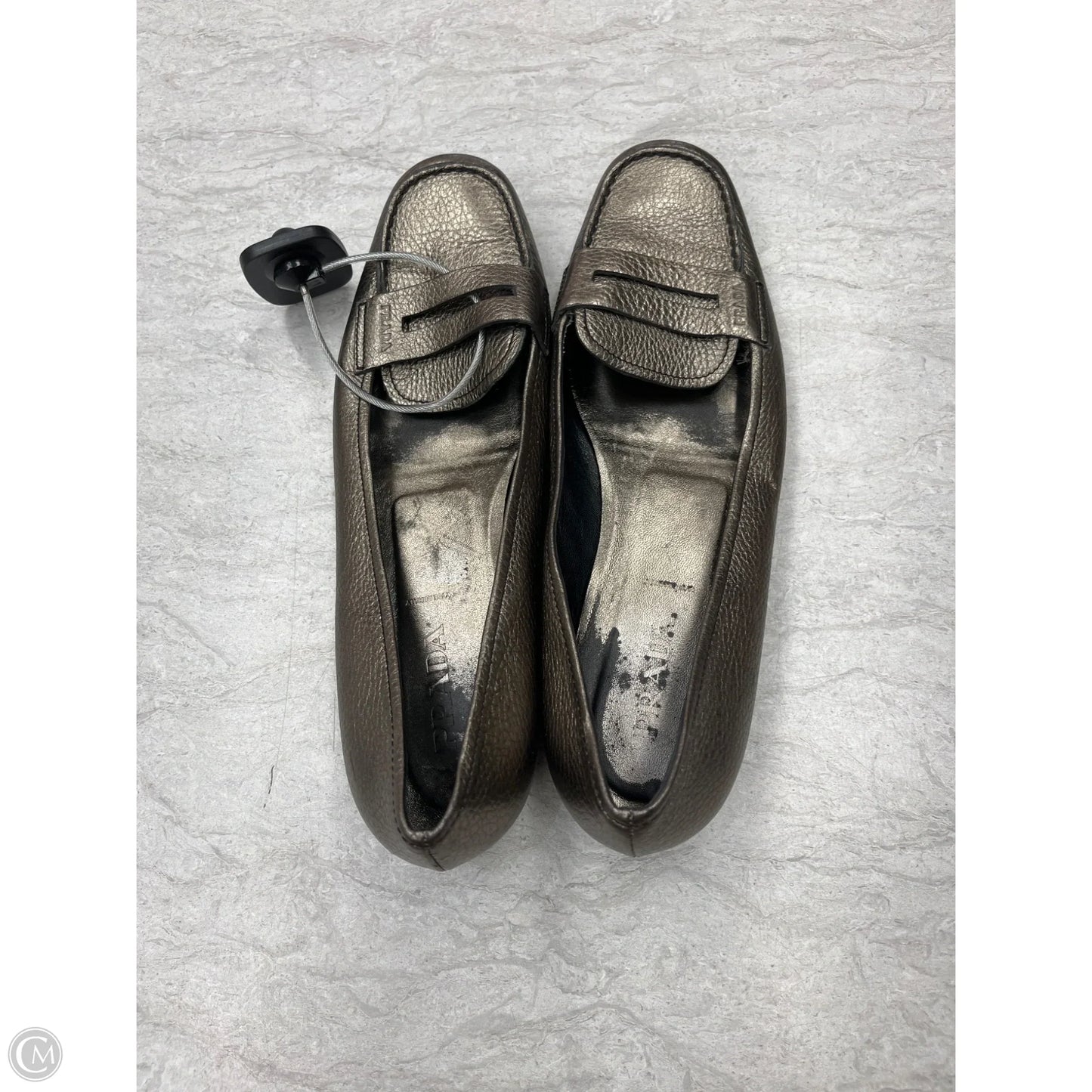 Shoes Luxury Designer By Prada In Gold, Size: 9