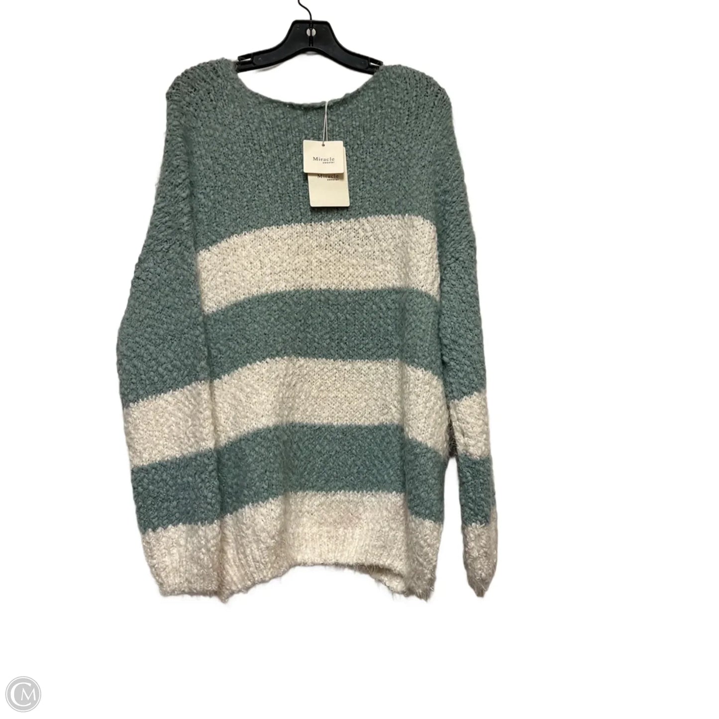 Sweater By Miracle In Green & White, Size: M