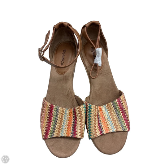 Sandals Heels Wedge By Style And Company In Multi-colored, Size: 9