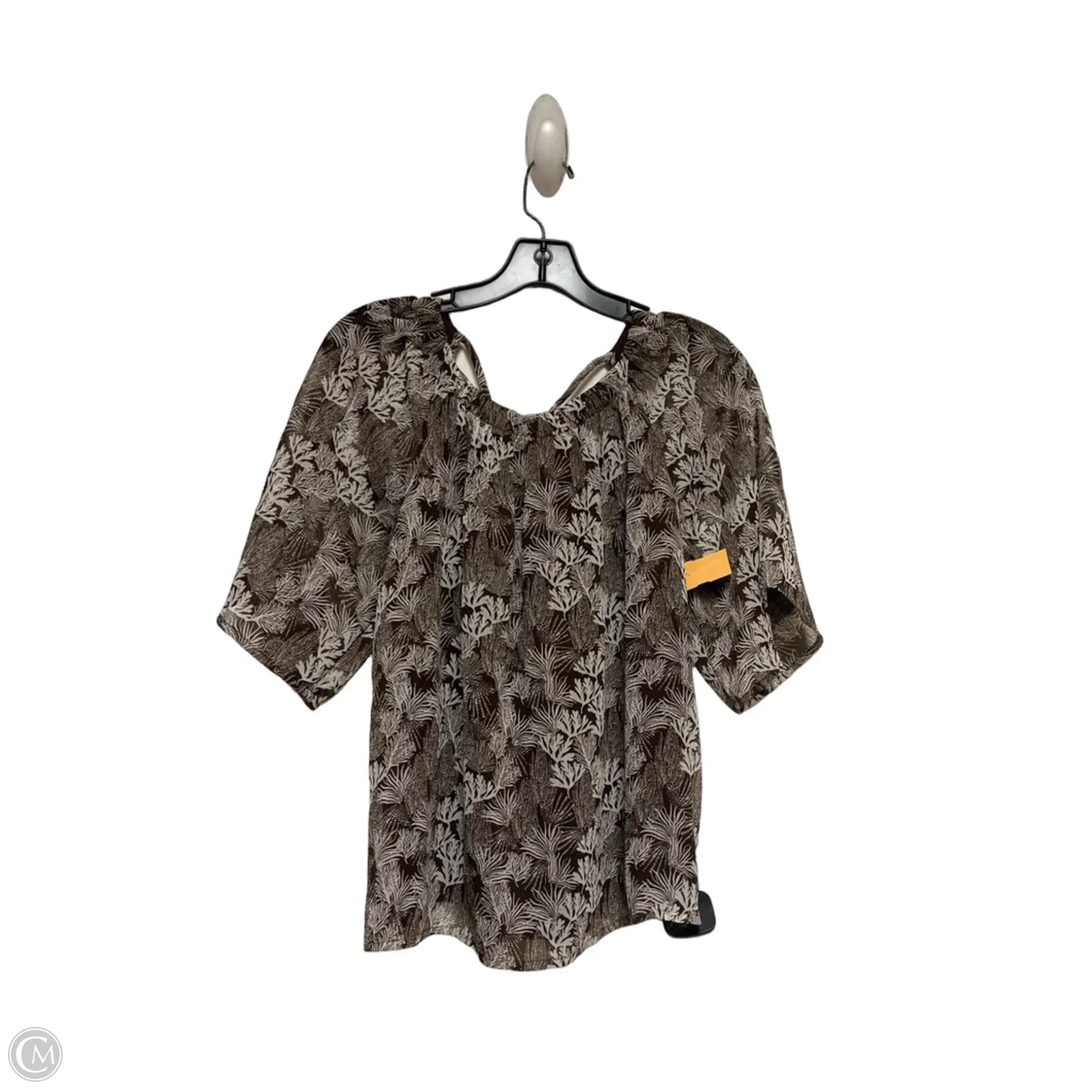 Top Short Sleeve By Loft In Brown & White, Size: S