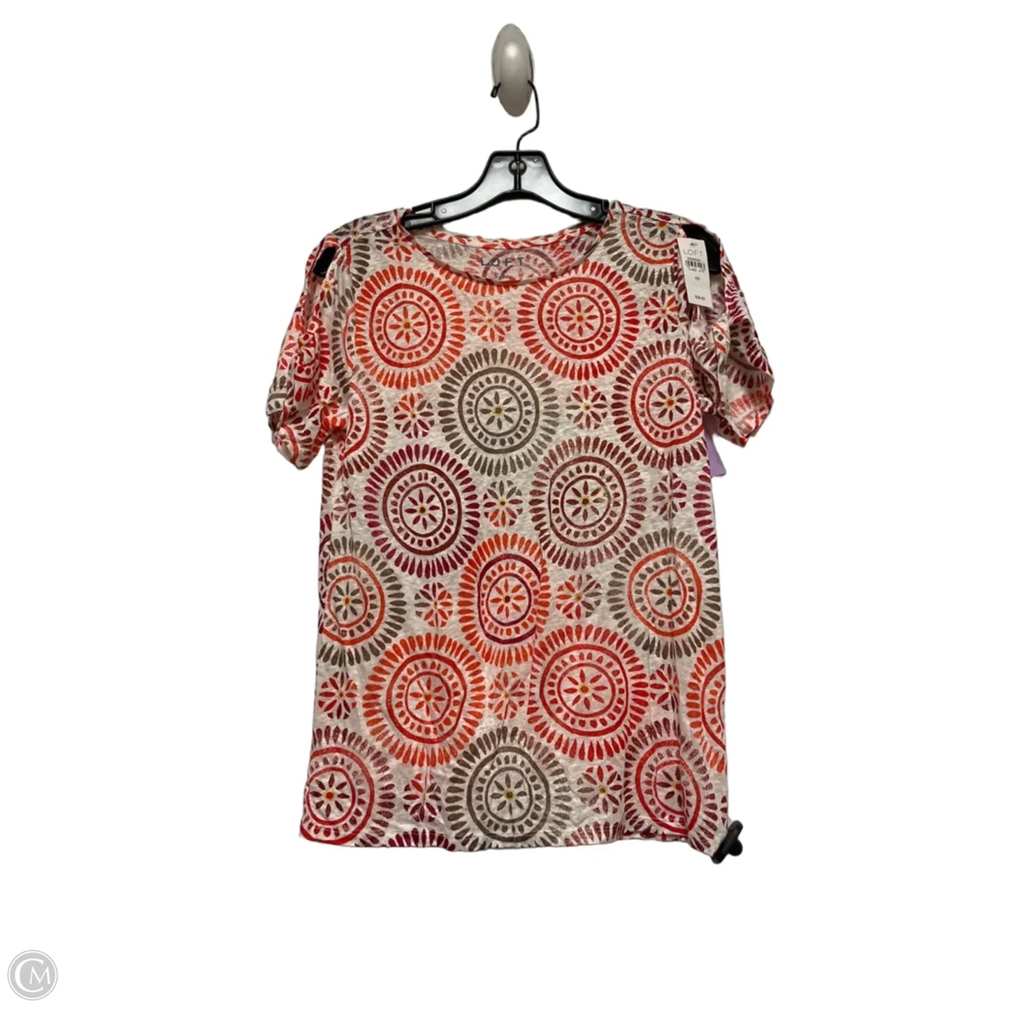 Top Short Sleeve Basic By Loft In Brown & Red, Size: Xs