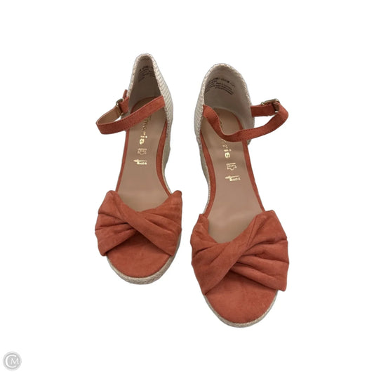 Sandals Heels Wedge By Clothes Mentor In Orange, Size: 9