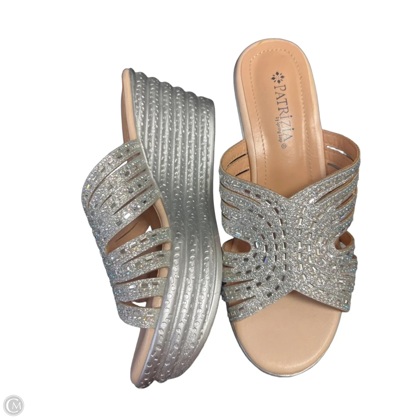 Sandals Heels Wedge By Spring Step In Silver, Size: 8