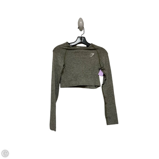 Athletic Top Long Sleeve Crewneck By Gym Shark In Green, Size: S