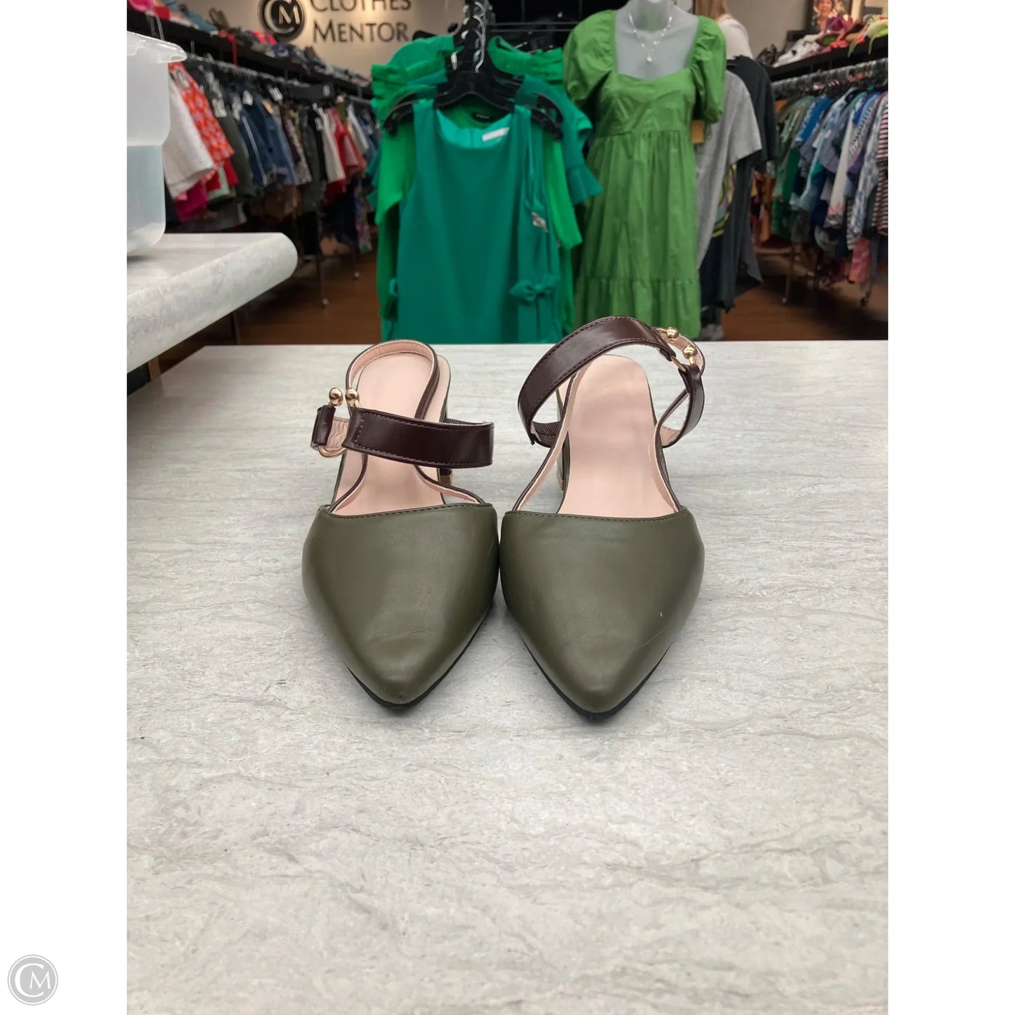Shoes Heels Block By Clothes Mentor In Brown & Green, Size: 8.5