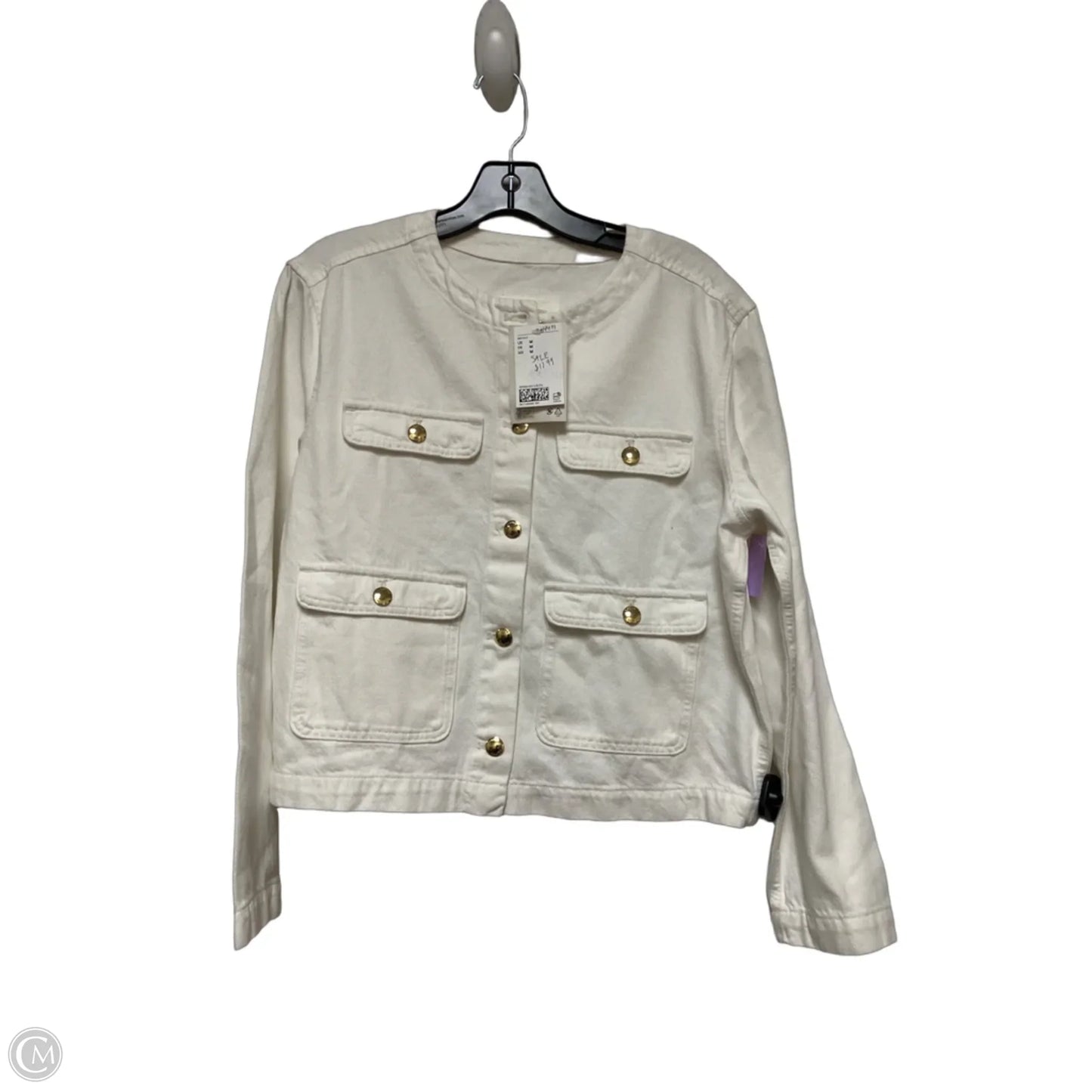 Jacket Denim By H&m In Ivory, Size: M
