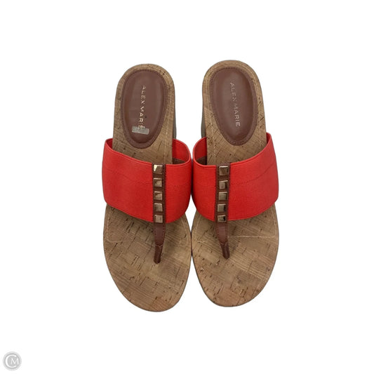 Sandals Heels Block By Alex Marie In Orange, Size: 9