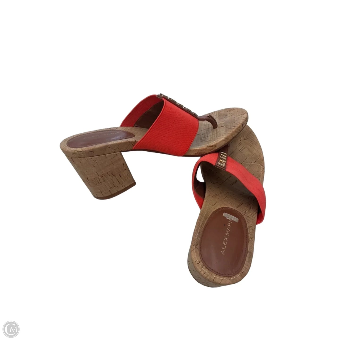 Sandals Heels Block By Alex Marie In Orange, Size: 9