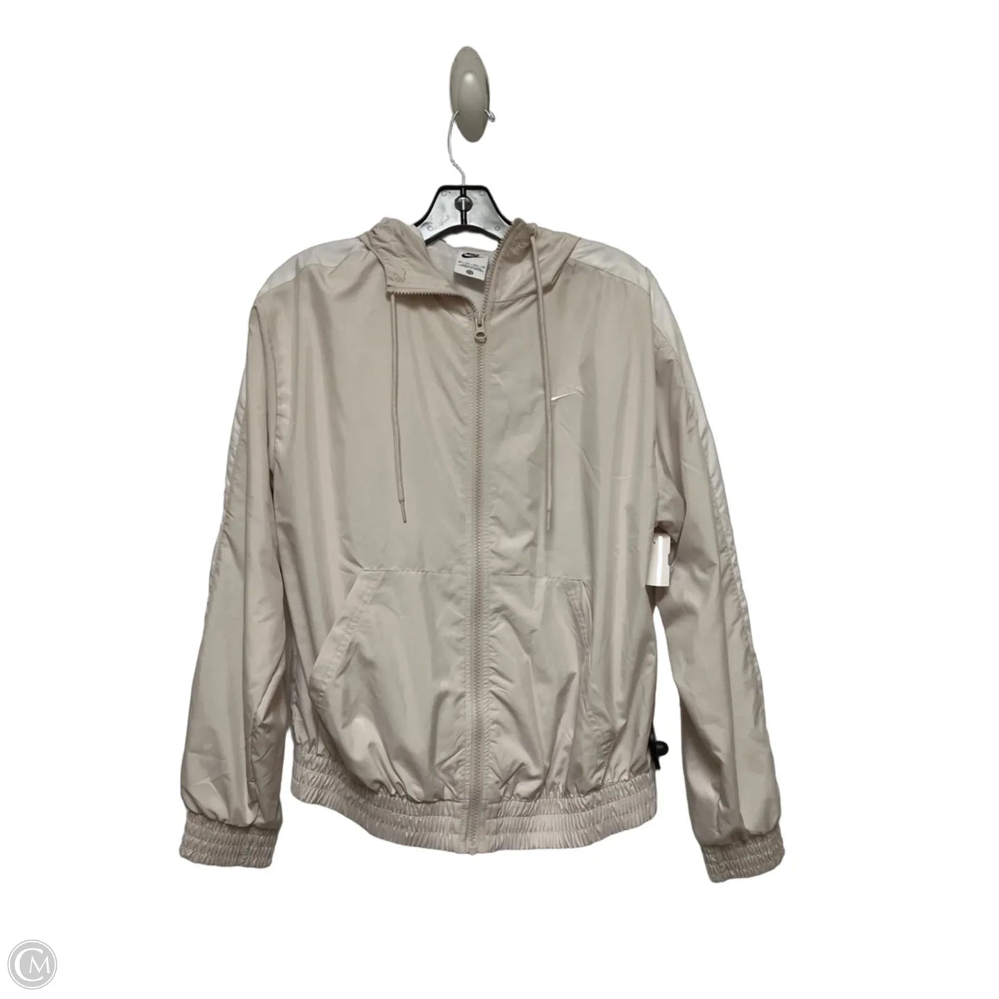 Athletic Jacket By Nike In Tan & White, Size: Xs