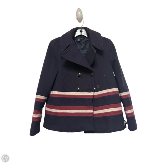 Coat Peacoat By Tommy Hilfiger In Blue & Red & White, Size: M