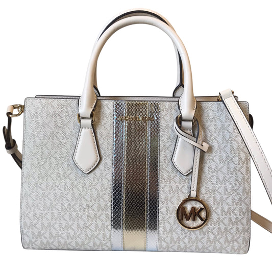 Handbag By Michael By Michael Kors In Tan & White, Size:Medium