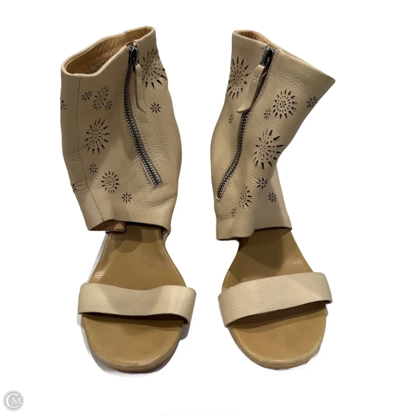 Sandals Heels Wedge By Cmb In Cream, Size: 7